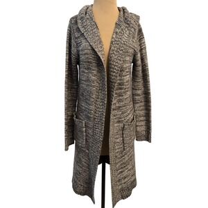 Sienna Sky Hooded‎ Open Front Cardigan Knit Sweater Long Sleeve Gray Womens S